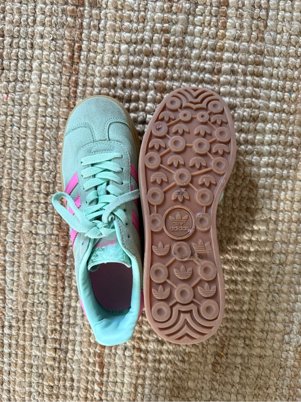 adidas Gazelle Bold Platform Sneakers IH0372 Mint Green Pink Gum Sole Size 5 - Picture 3 of 5